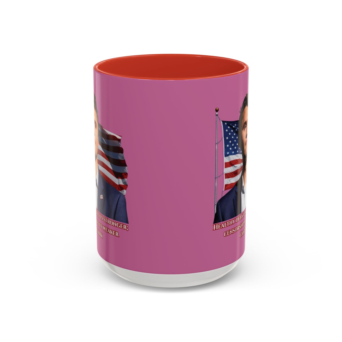Charlie Kirk, Healthy Debate Pink Accent Mug by theGreenDragonTavern.shop