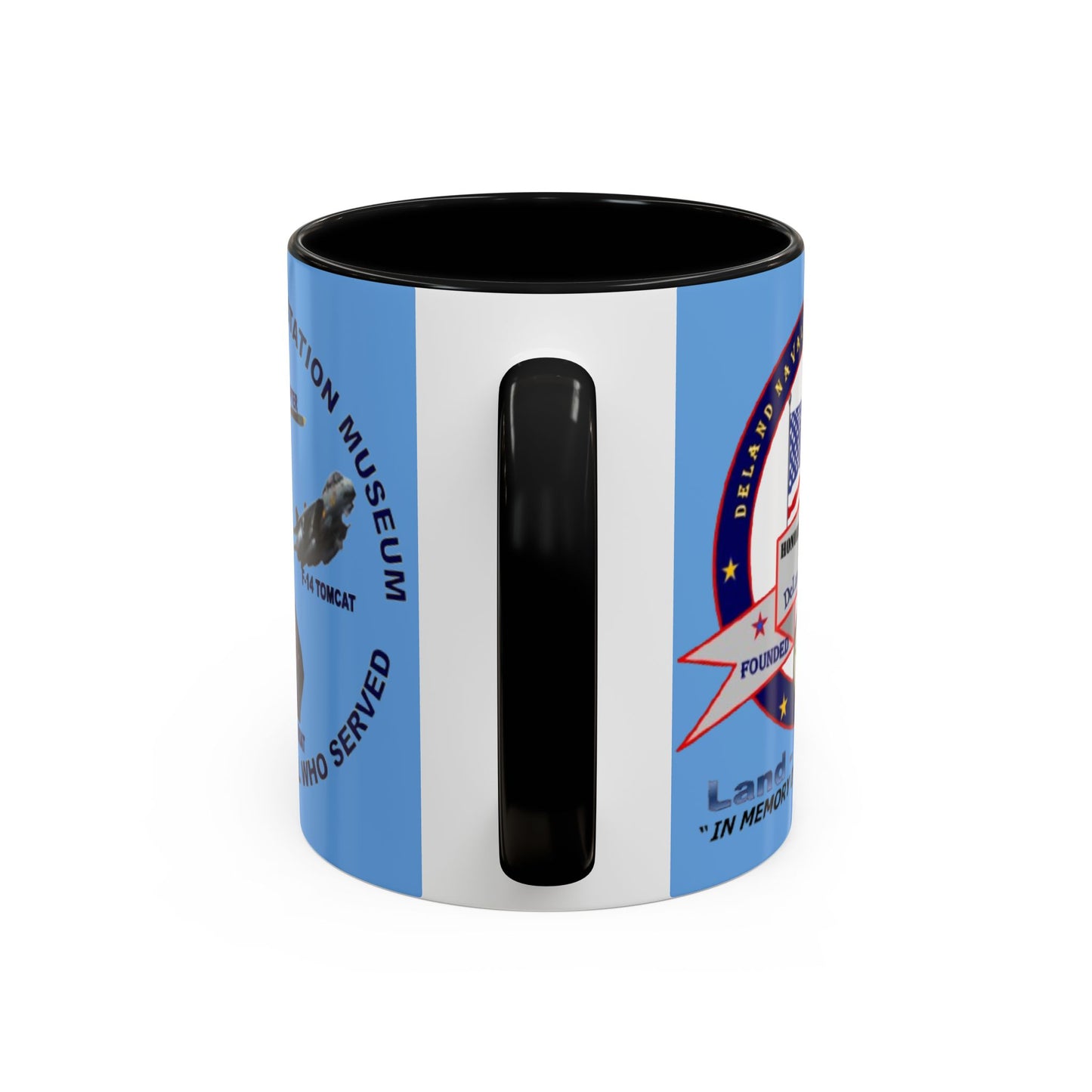 DNASM 2-sided, Founding & Student Art Light Blue Accent Mug by theGreenDragonTavern.shop