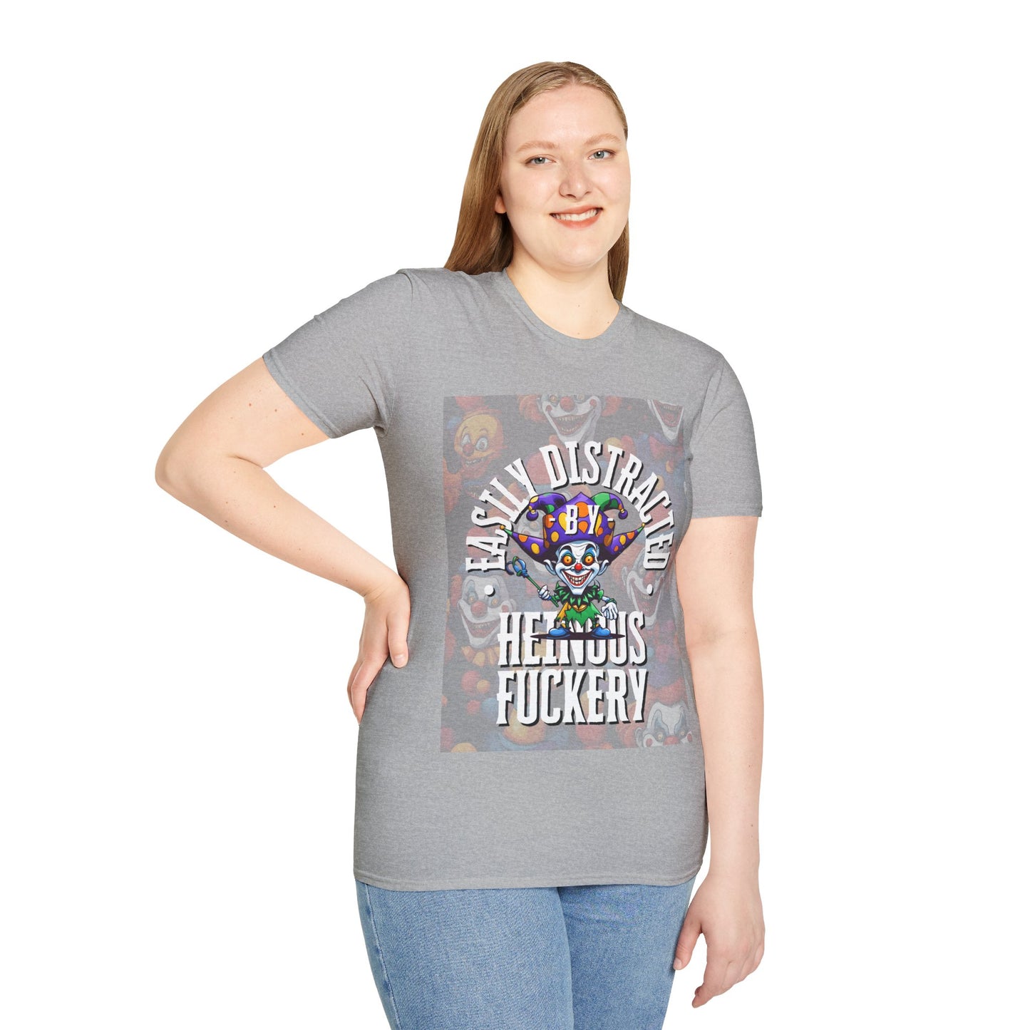Easily Distracted by Heinous Fuckery Little Jincs Light colors Unisex T-Shirt by theGreenDragonTavern.shop