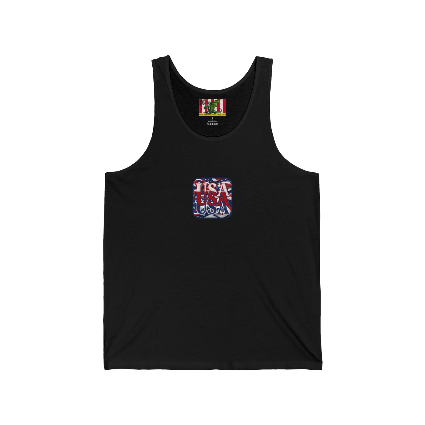 2-sided, RED White and Blue USA Patriot Unisex Jersey Tank Top by theGreenDragonTavern.shop
