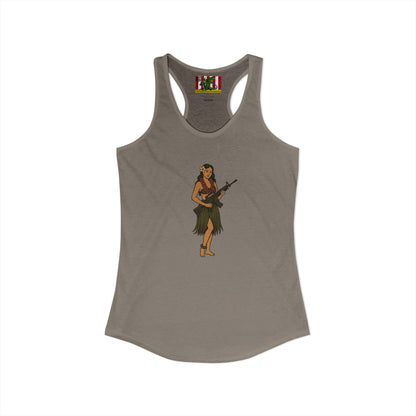 Hula Girl Packin' Heat Women's Racerback Tank Top by theGreenDragonTavern.shop