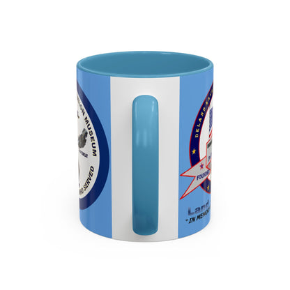 DNASM 2-sided, Founding & Student Art w/Navy Ring Light Blue Accent Mug by theGreenDragonTavern.shop