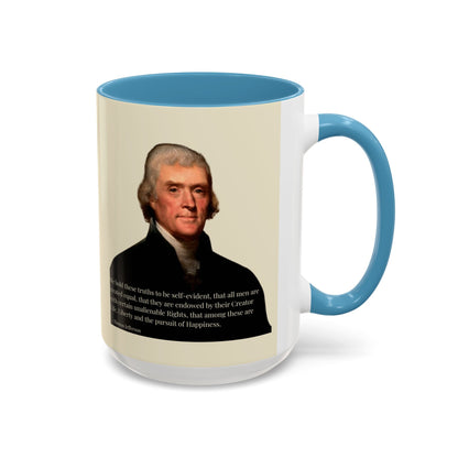 We hold these truths to be self-evident Parchment Yellow Accent Mug by theGreenDragonTavern.shop
