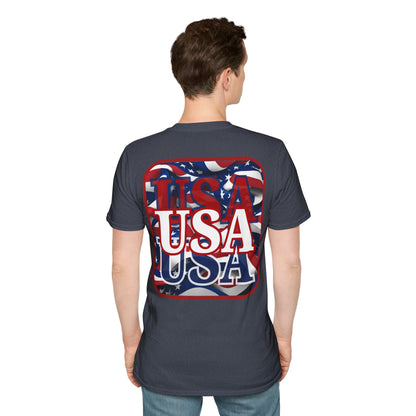 2-sided, Red WHITE and Blue USA Patriot Dark colors Unisex T-Shirt by theGreenDragonTavern.shop