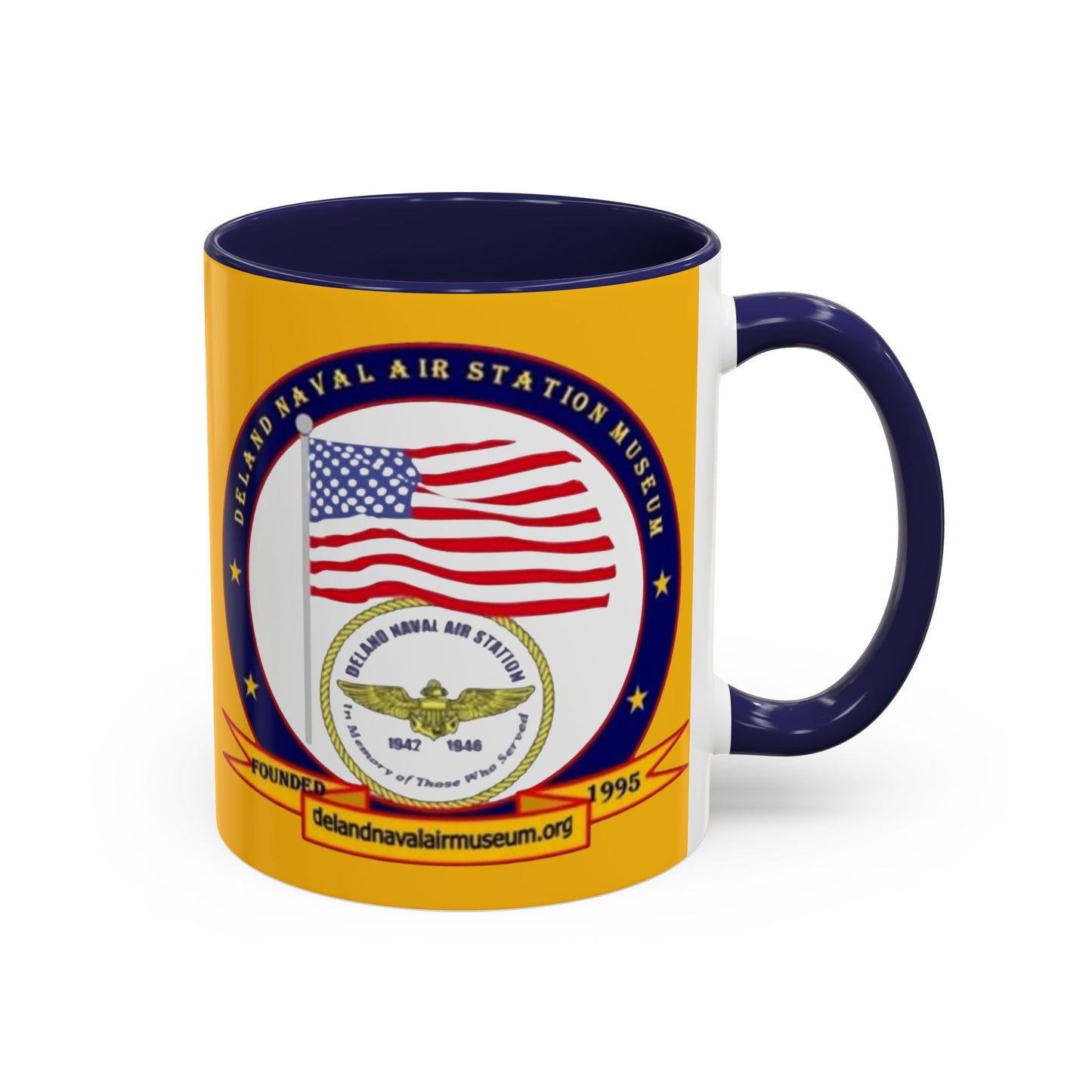 DeLand Naval Air Station Museum Yellow Accent Mug by theGreenDragonTavern.shop