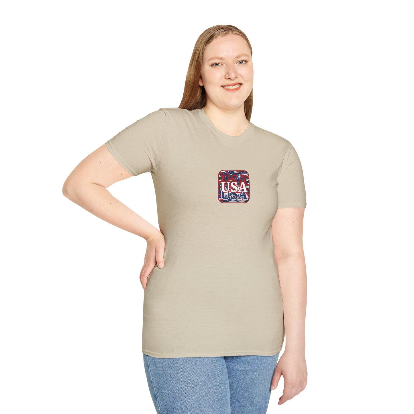 2-sided, Red WHITE and Blue USA Patriot Light colors Unisex T-Shirt by theGreenDragonTavern.shop
