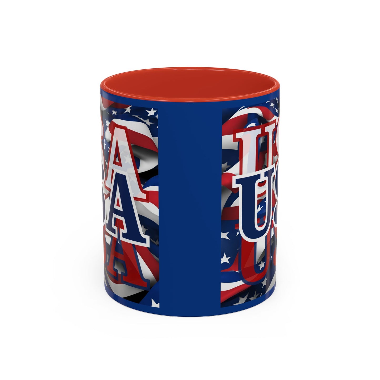 USA Blue font Center Patriot Blue Accent Mug by theGreenDragonTavern.shop