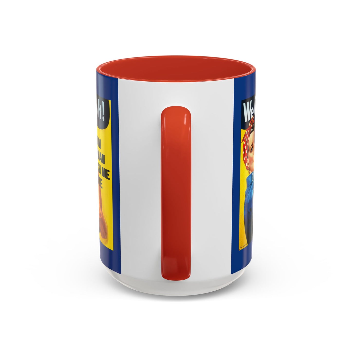 I Am Woman Watch Me Vote Rosie Dark Blue Accent Mug by theGreenDragonTavern.shop