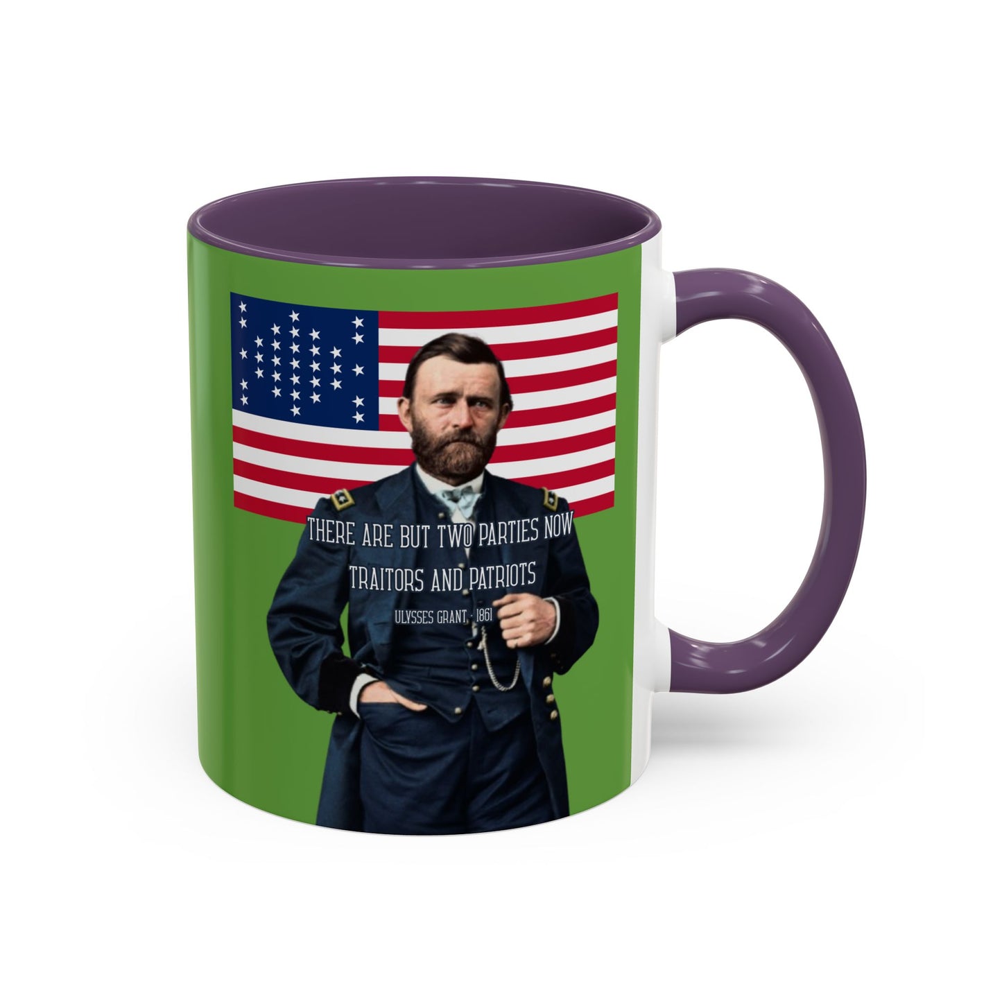 "Traitors and Patriots" Ulysses Grant Green Accent Mug by theGreenDragonTavern.shop