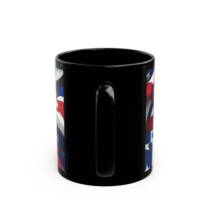 USA! USA! USA Red font Patriot Black Mug by theGreenDragonTavern.shop