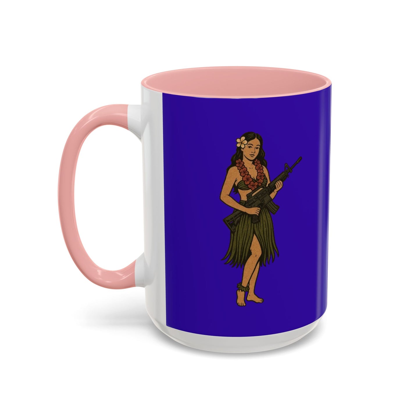Hula Girl Packin' Heat Dark Purple Accent Mug by theGreenDragonTavern.shop