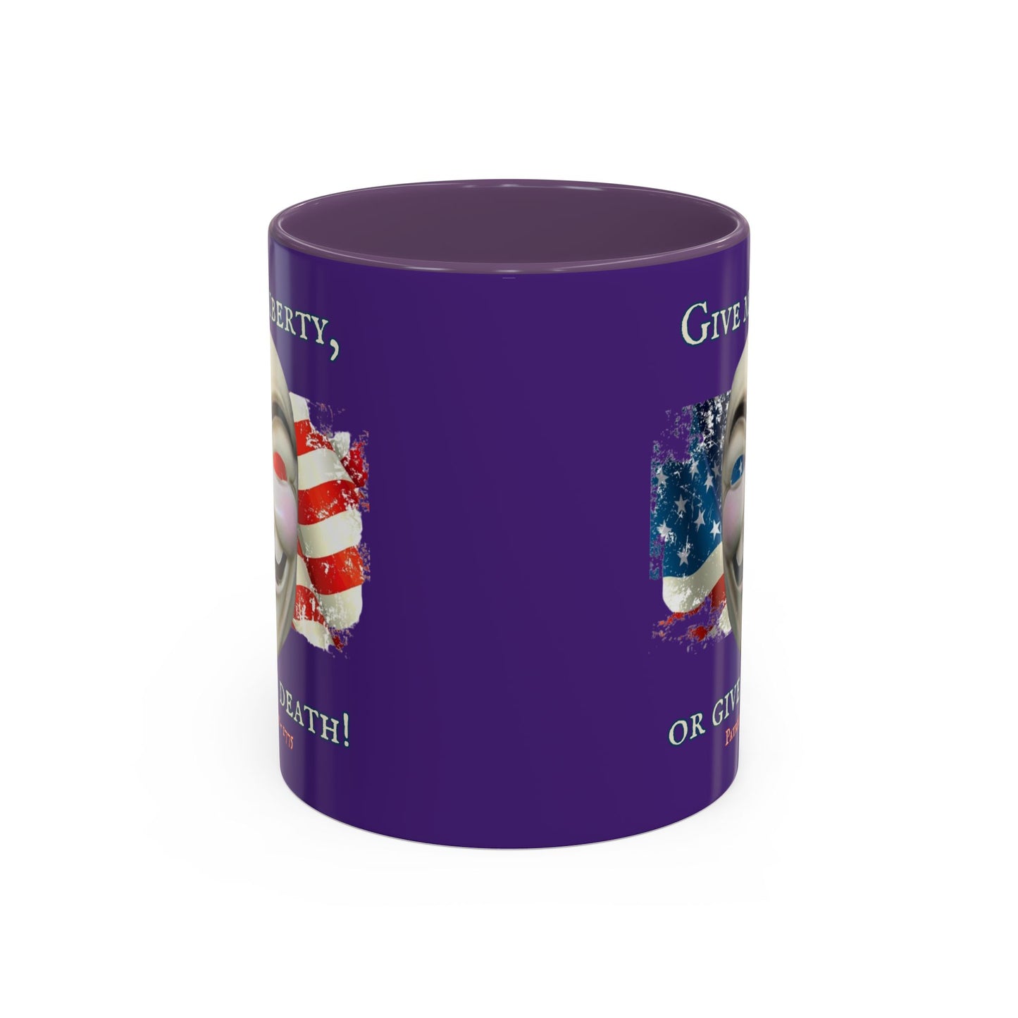 Vendetta, "Give me liberty, or give me death!" Purple Accent Mug by theGreenDragonTavern.shop