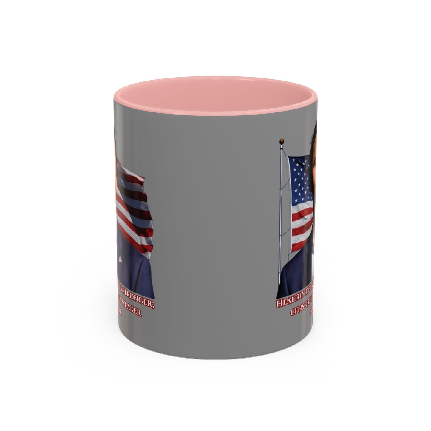Charlie Kirk, Healthy Debate Grey Accent Mug by theGreenDragonTavern.shop