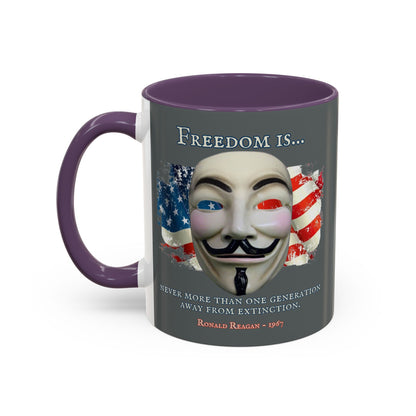 Ronald Reagan Freedom Vendetta Grey Accent Mug by theGreenDragonTavern.shop
