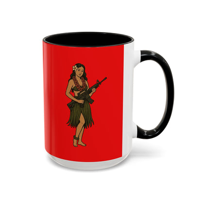 Hula Girl Packin' Heat Red Accent Mug by theGreenDragonTavern.shop