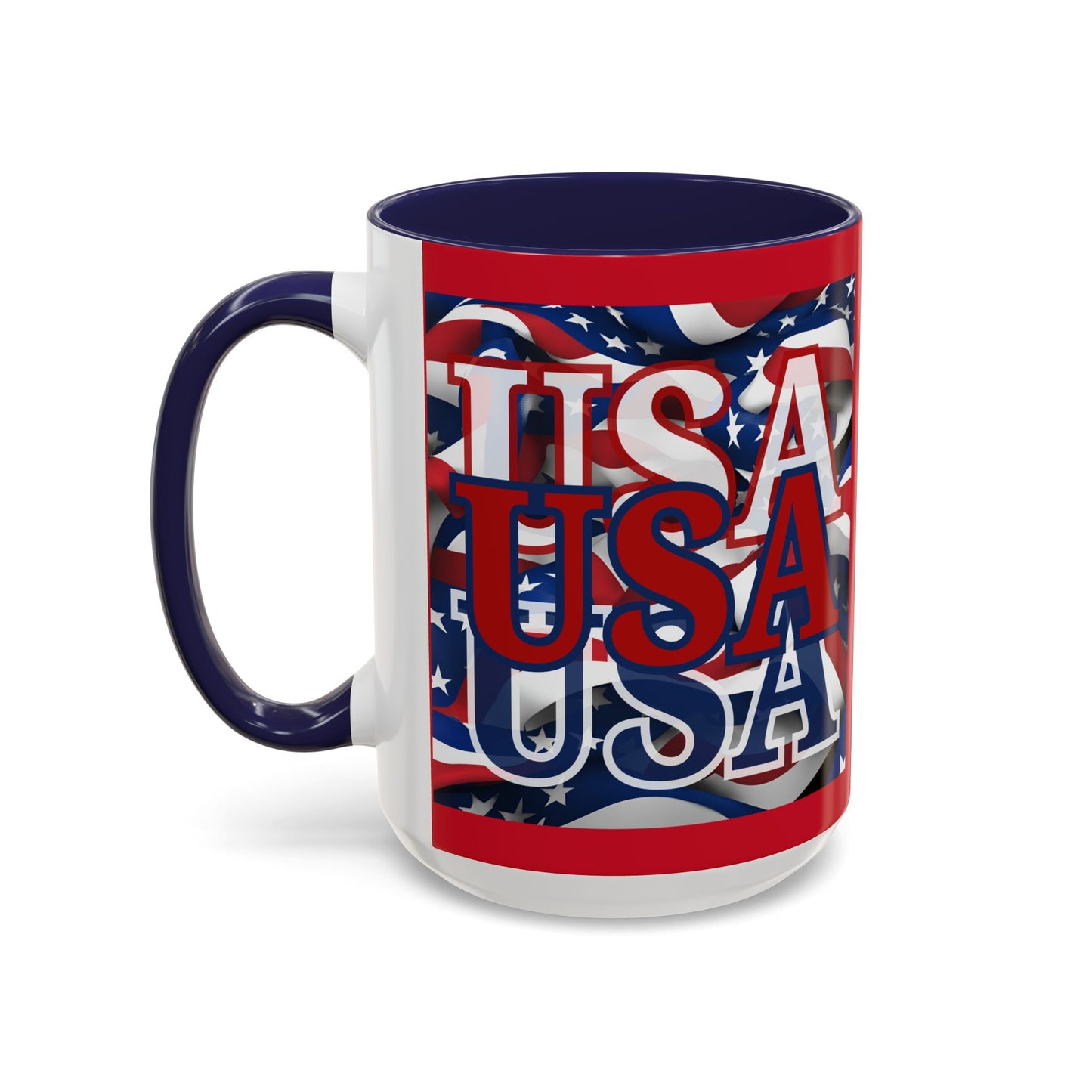 USA Red font Center Patriot Red Accent Mug by theGreenDragonTavern.shop