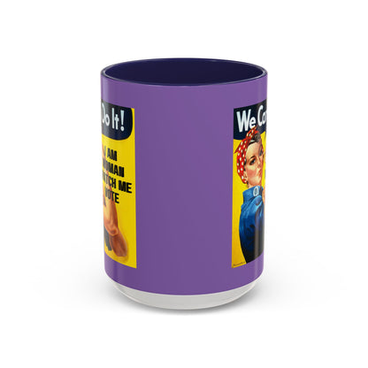I Am Woman Watch Me Vote Rosie Light Purple Accent Mug by theGreenDragonTavern.shop