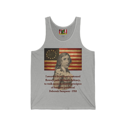 Deborah Sampson, America's Mulan Unisex Jersey Tank Top by theGreenDragonTavern.shop