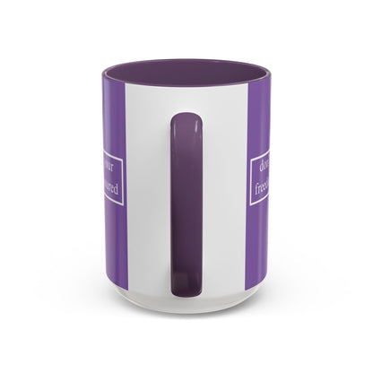 don't assume your freedoms are assured White font Light Purple Accent Mug by theGreenDragonTavern.shop