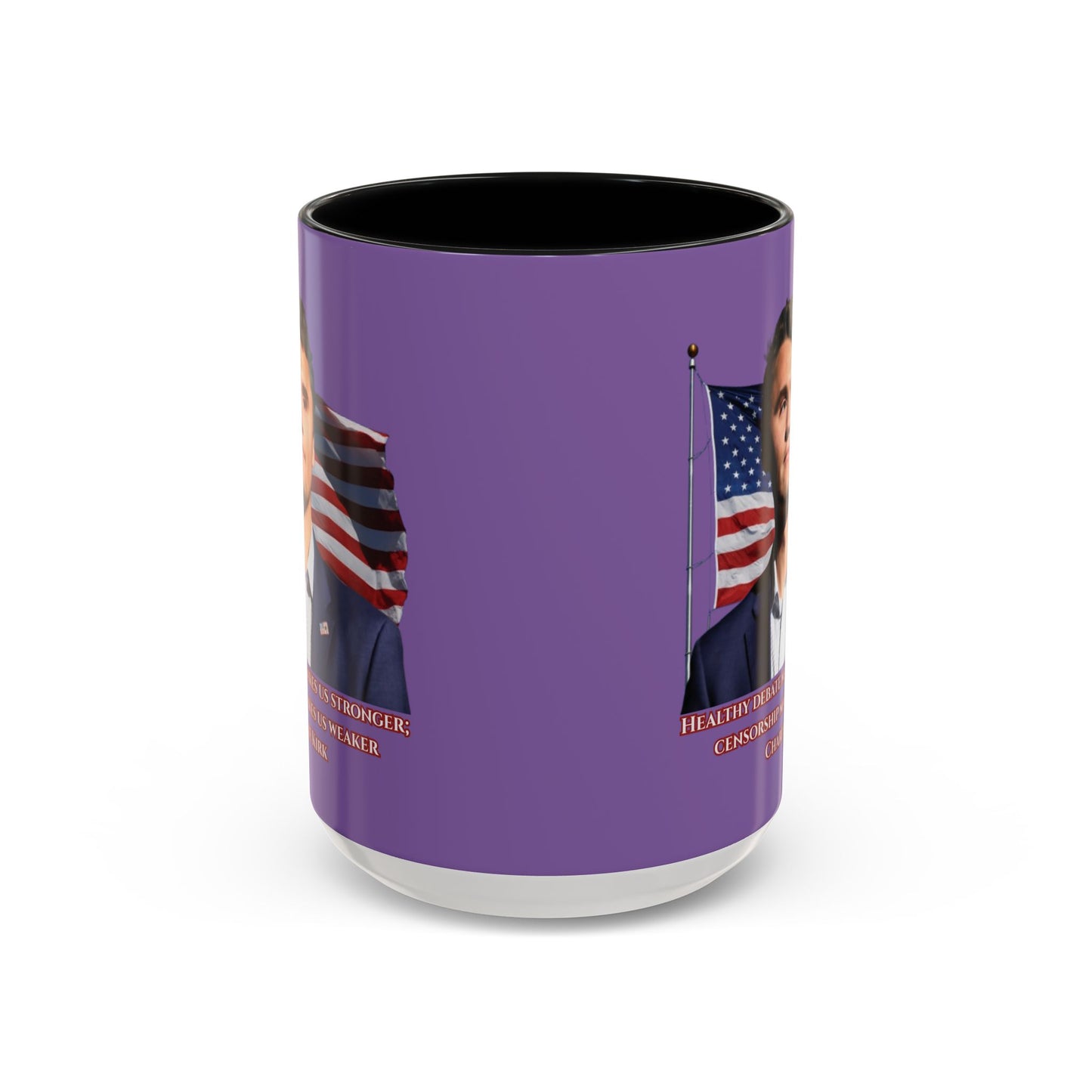 Charlie Kirk, Healthy Debate Light Purple Accent Mug by theGreenDragonTavern.shop