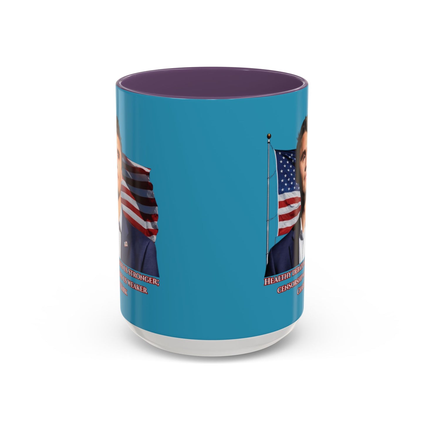 Charlie Kirk, Healthy Debate Turquoise Accent Mug by theGreenDragonTavern.shop