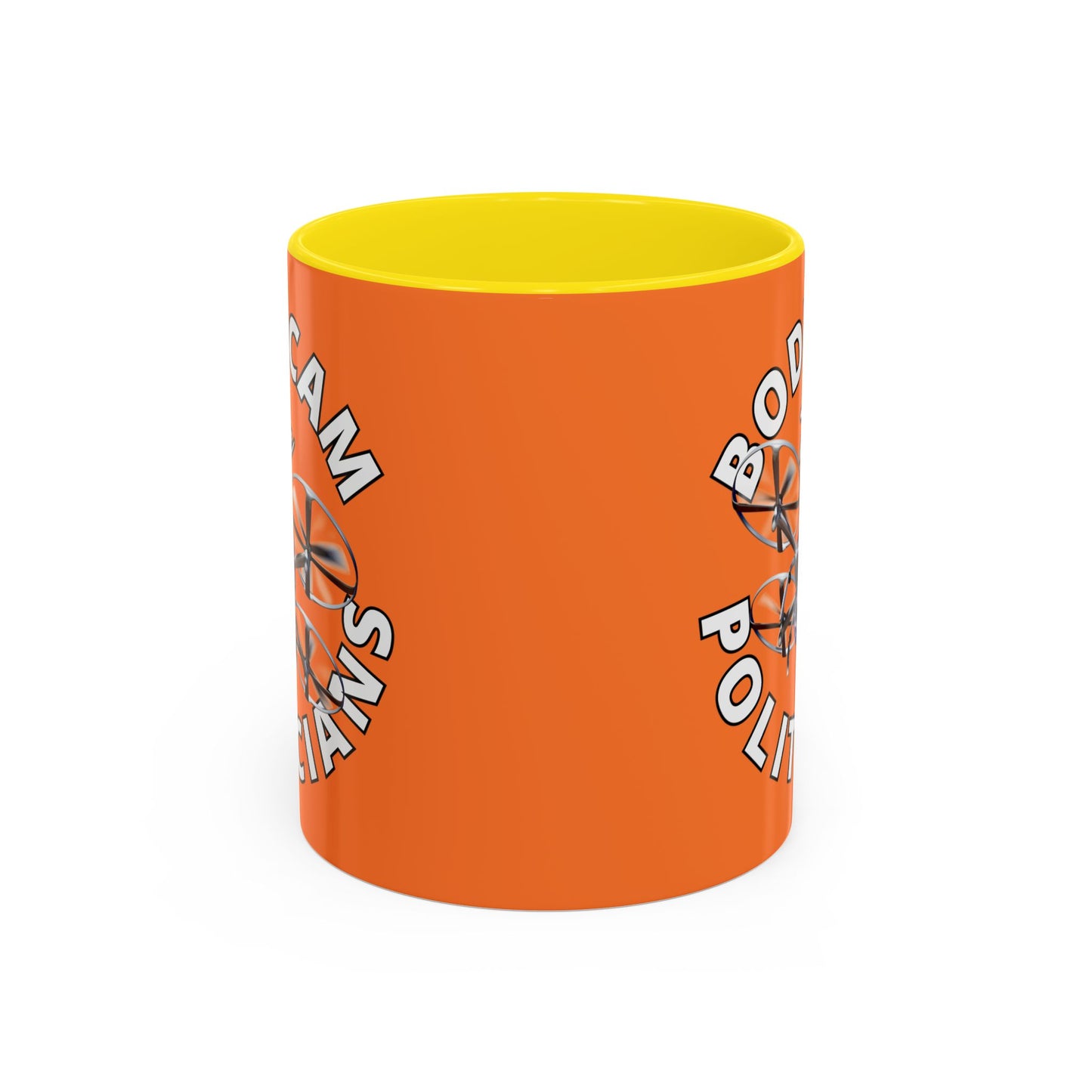 Bodycam the Politicians Drone Orange Accent Mug by theGreenDragonTavern.shop