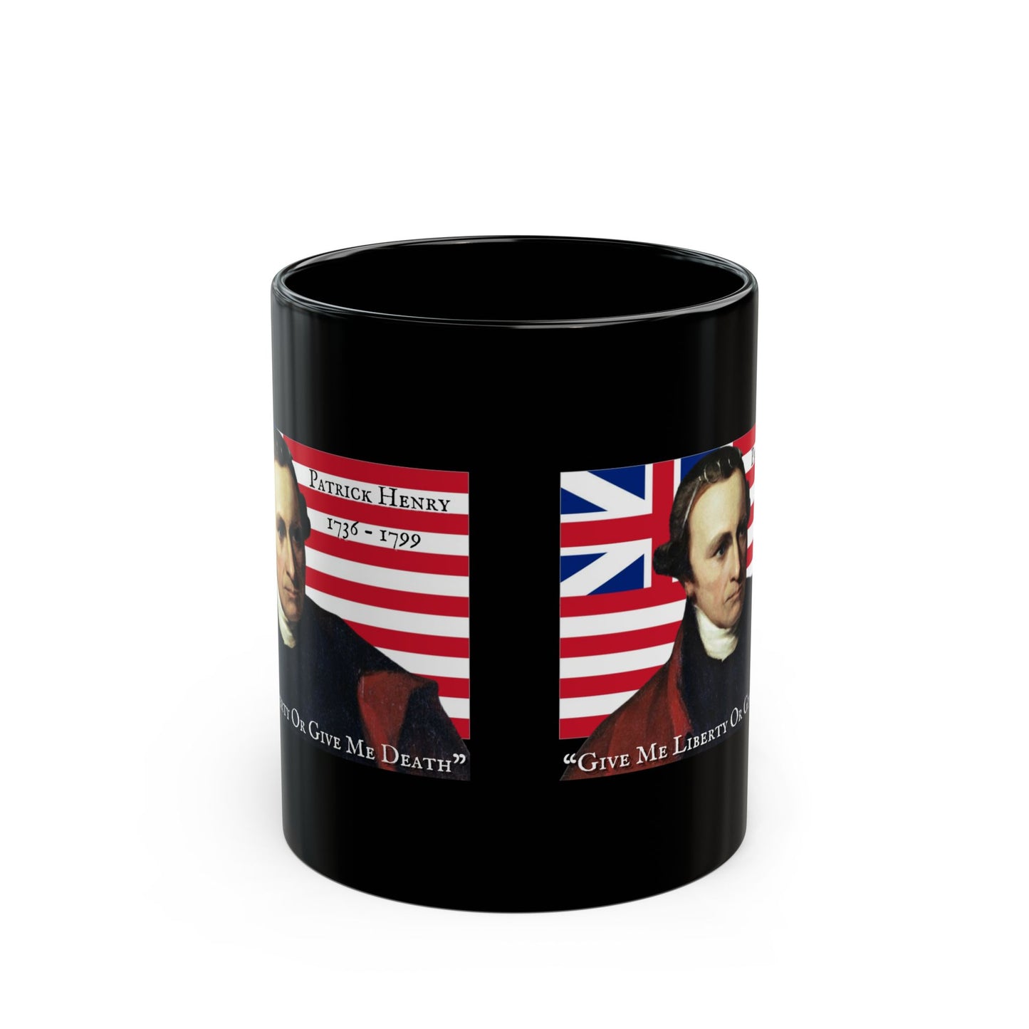 Patrick Henry Black Mug by theGreenDragonTavern.shop