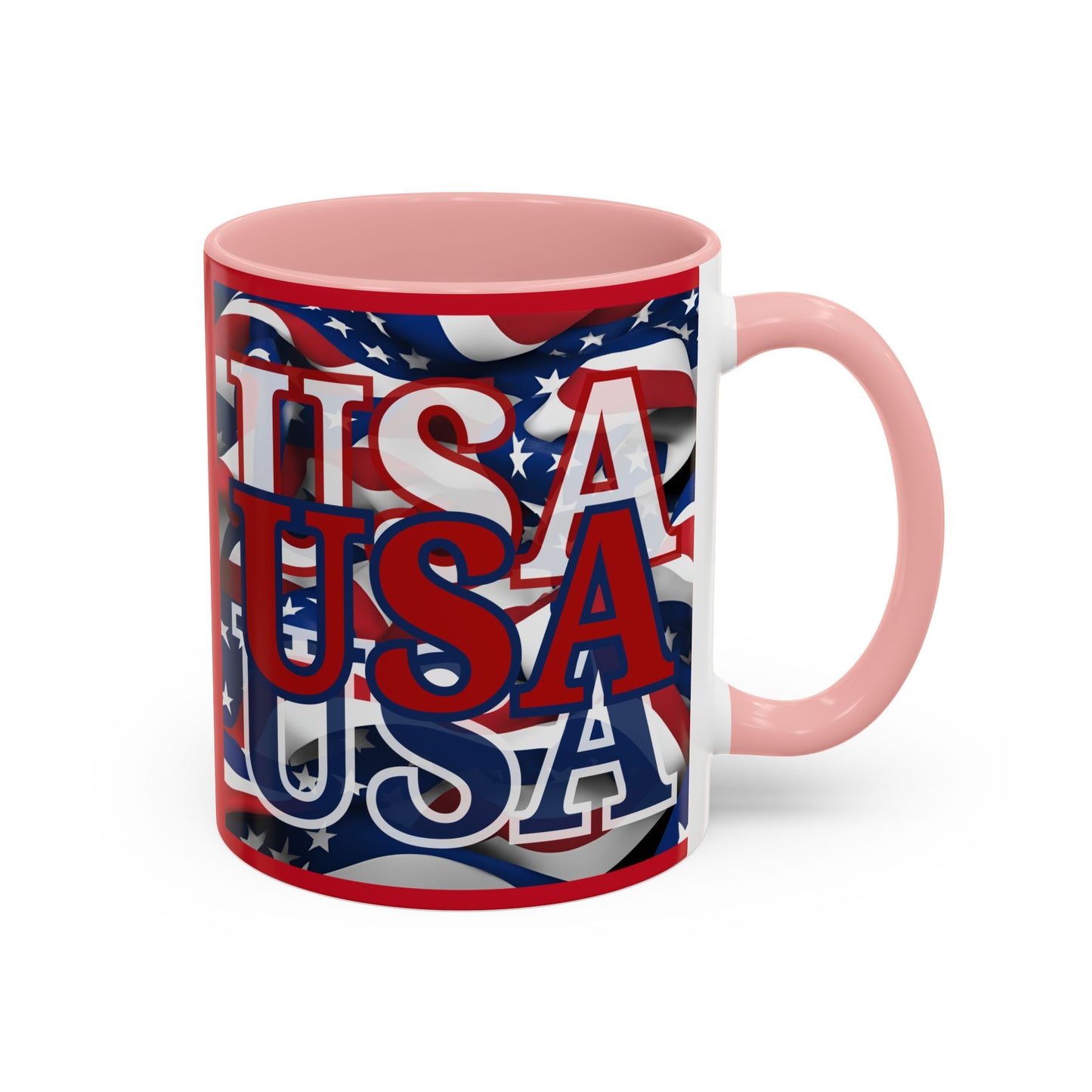 USA Red font Center Patriot Red Accent Mug by theGreenDragonTavern.shop
