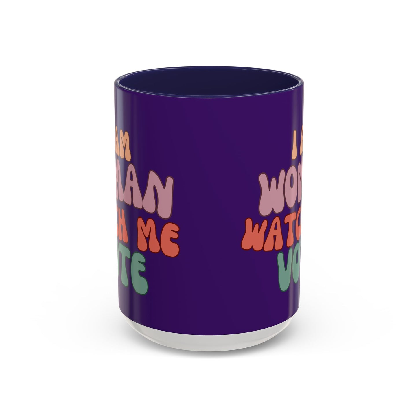I Am Woman Watch Me Vote Dark Purple Accent Mug by theGreenDragonTavern.shop