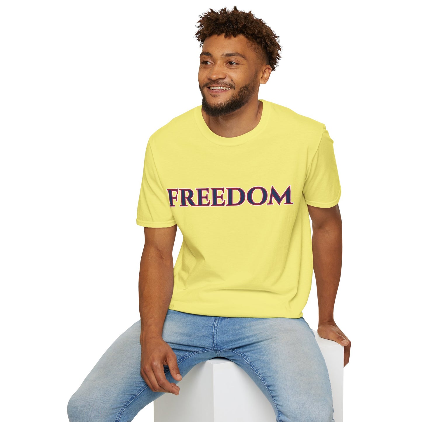 Freedom, Blue font, Light colors Unisex T-Shirt by theGreenDragonTavern.shop