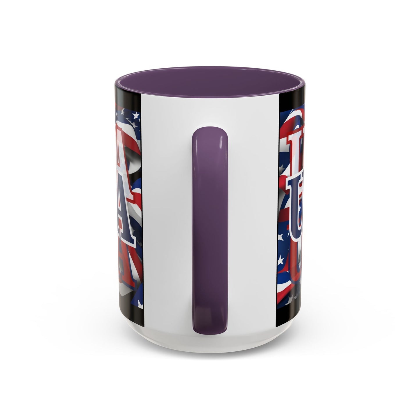 USA Blue font Center Patriot Black Accent Mug by theGreenDragonTavern.shop
