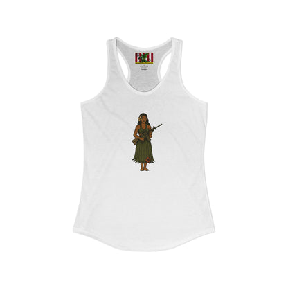 2-sided, Hula Girl Packin' Heat Women's Racerback Tank Top by theGreenDragonTavern.shop