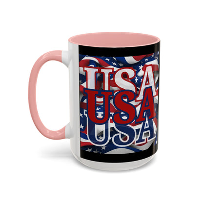 USA Red font Center Patriot Black Accent Mug by theGreenDragonTavern.shop