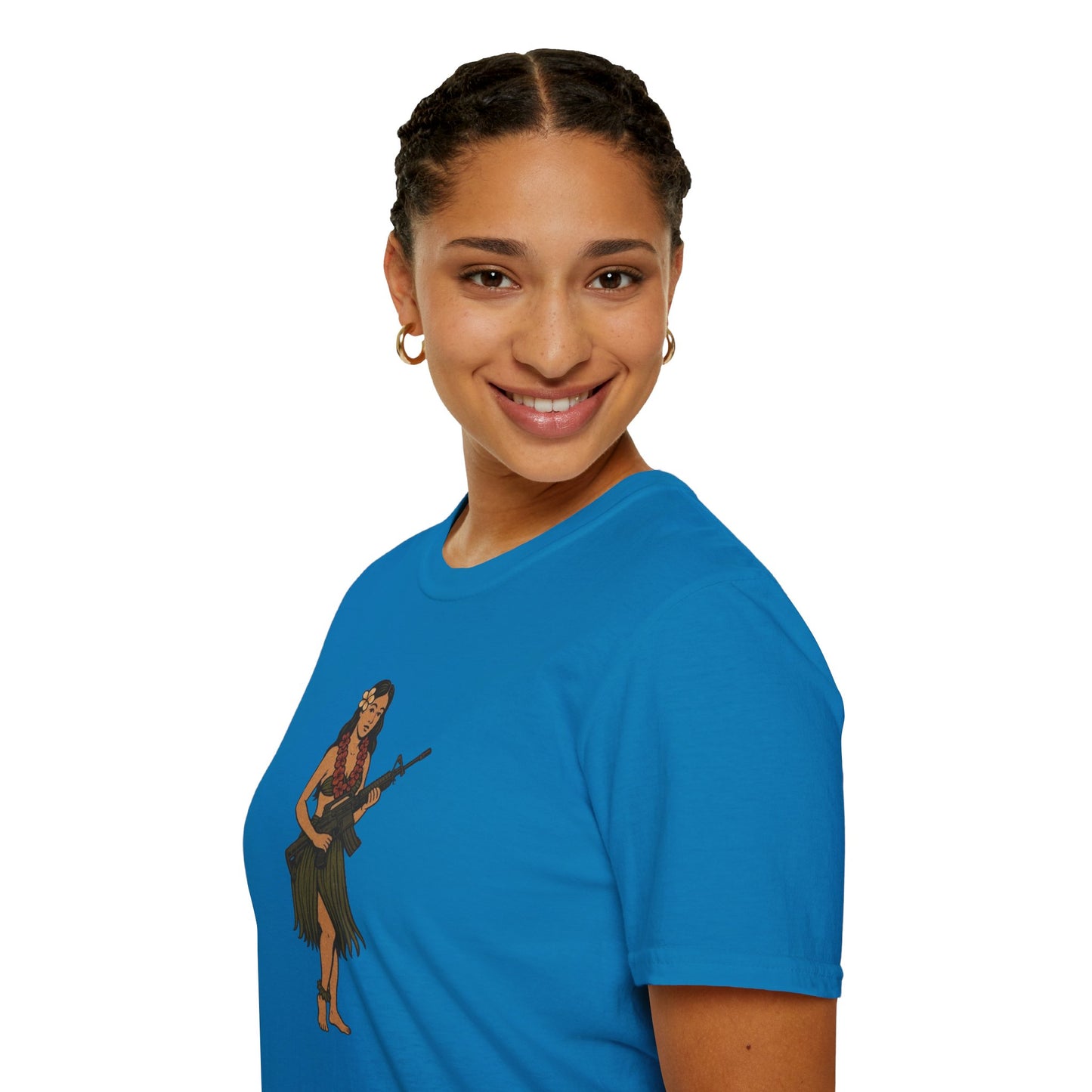 Hula Girl Packin' Heat Dark colors Unisex T-Shirt by theGreenDragonTavern.shop
