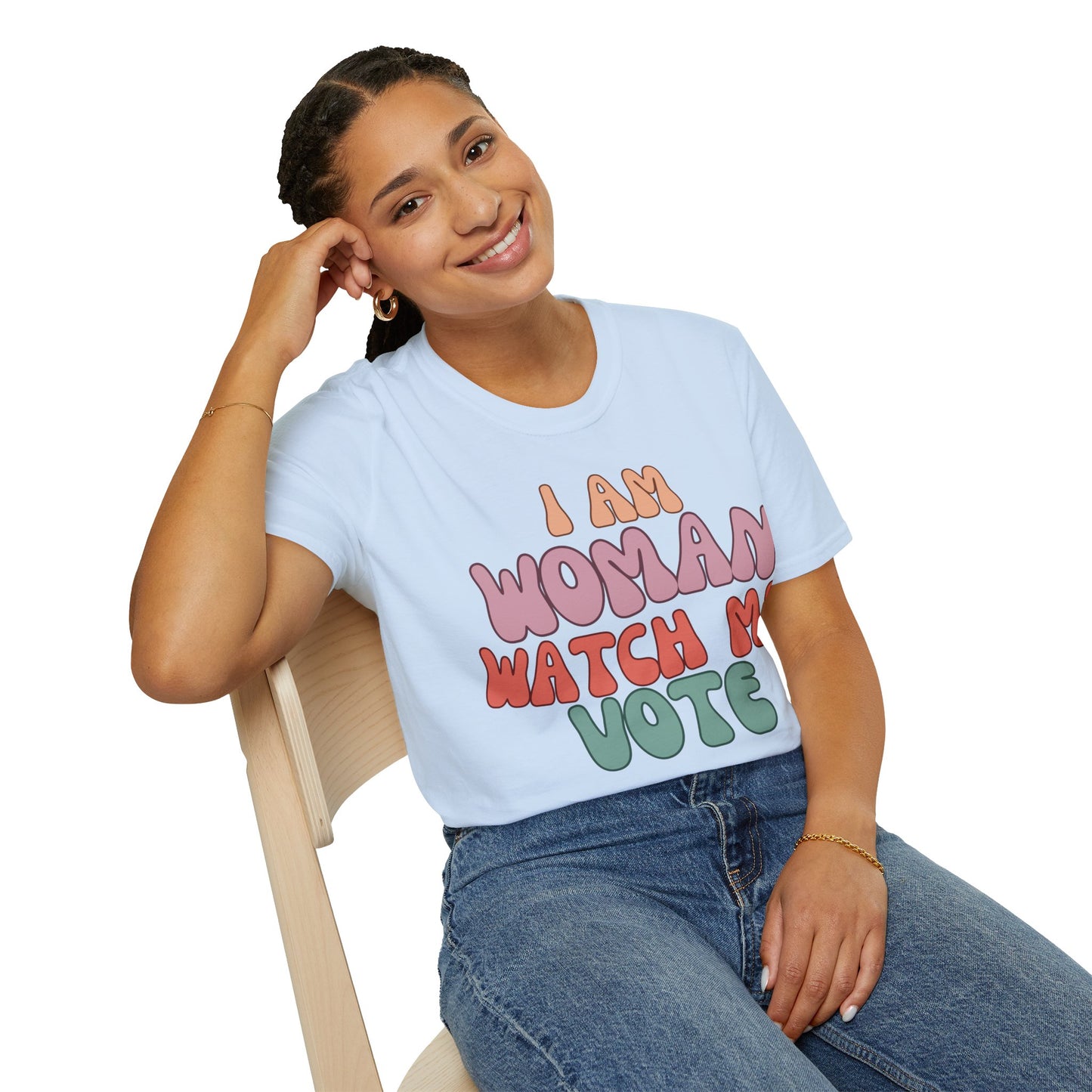 I Am Woman Watch Me Vote LTcolors Unisex T-Shirt by theGreenDragonTavern.shop