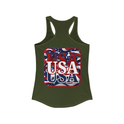 2-sided, Red WHITE and Blue USA Patriot Women's Racerback Tank Top by theGreenDragonTavern.shop
