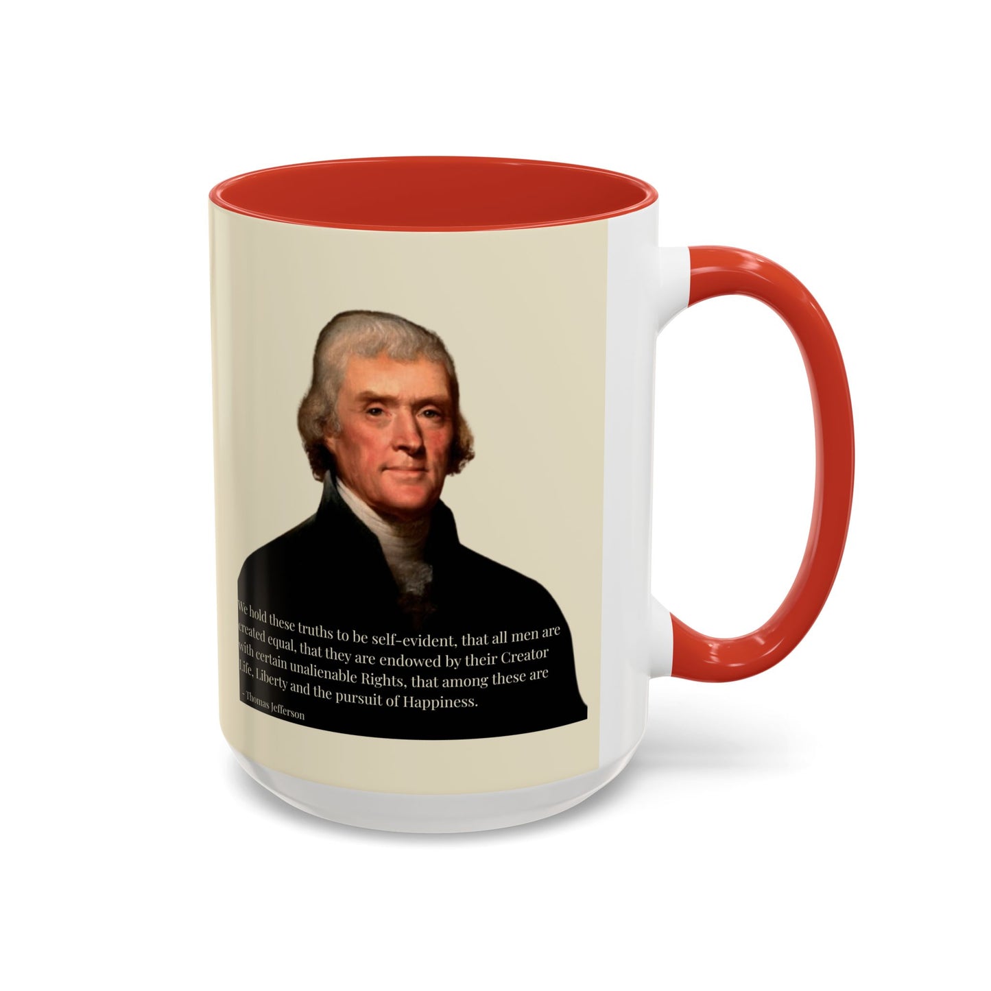We hold these truths to be self-evident Parchment Yellow Accent Mug by theGreenDragonTavern.shop