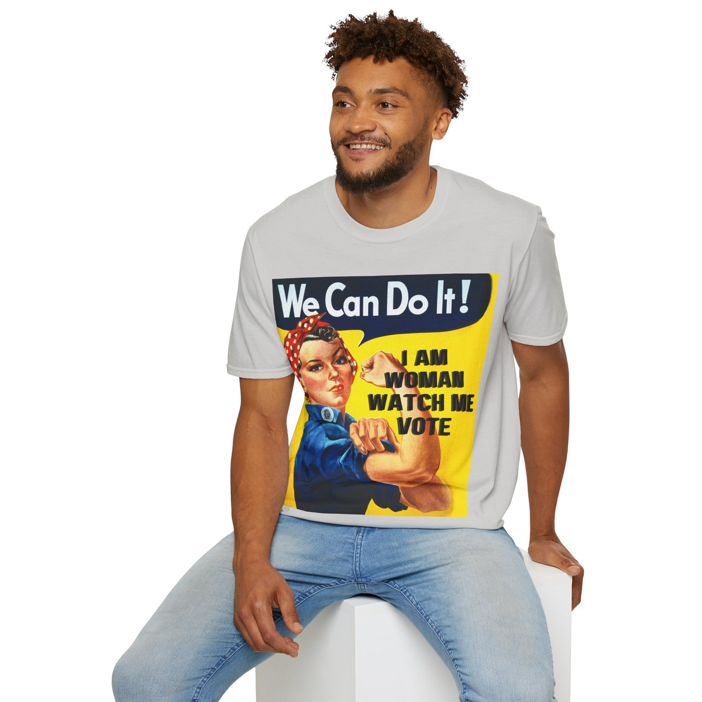 I Am Woman Watch Me Vote Rosie Light colors Unisex T-Shirt by theGreenDragonTavern.shop