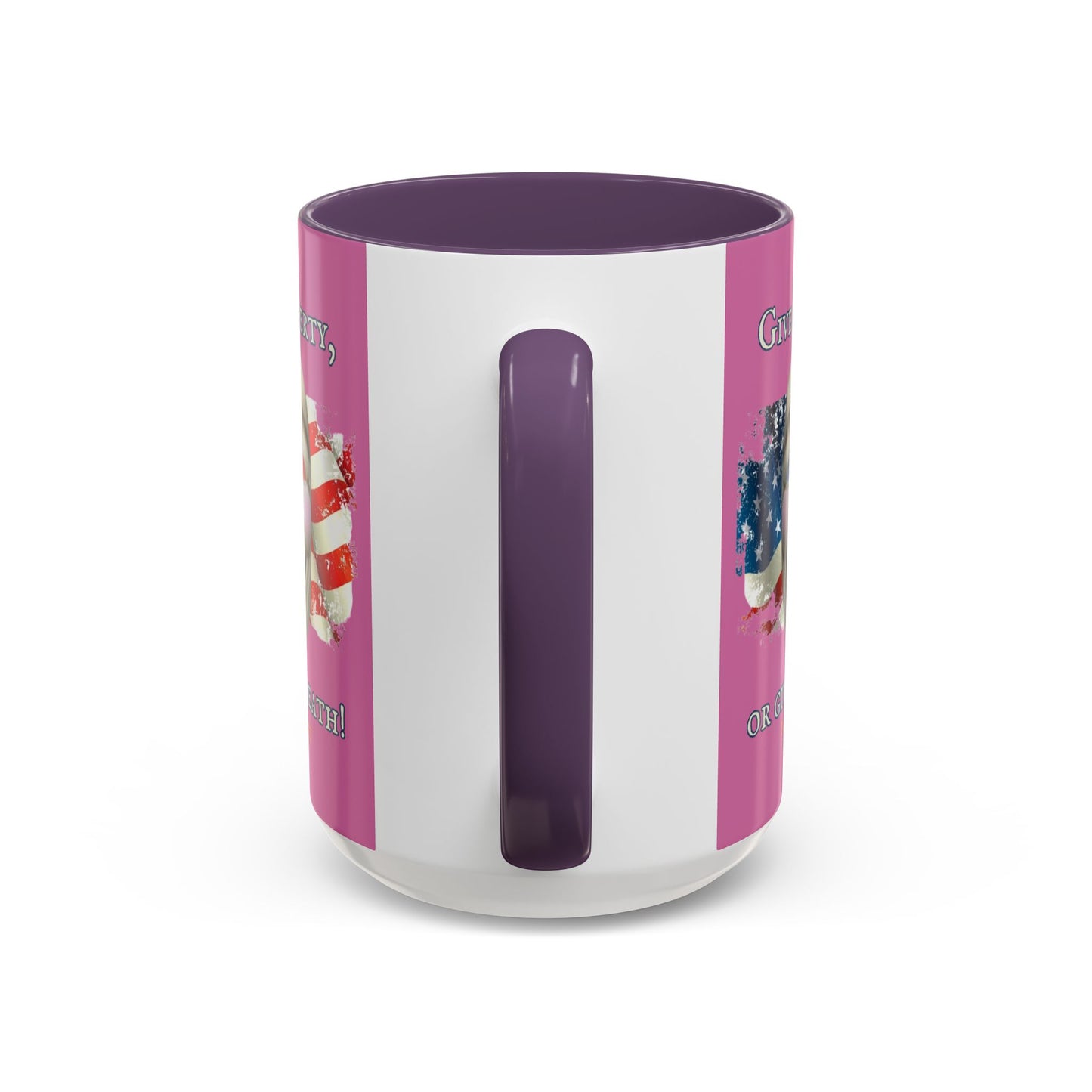 Vendetta, "Give me liberty, or give me death!" Pink Accent Mug by theGreenDragonTavern.shop