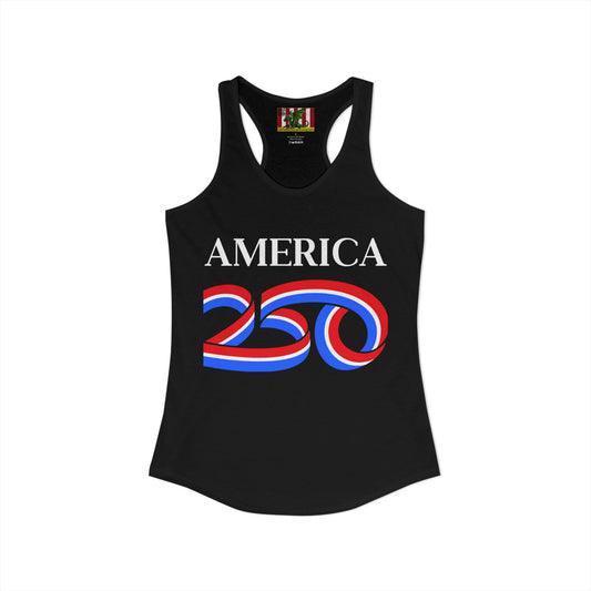 America 250 White font Women's Racerback Tank Top by theGreenDragonTavern.shop