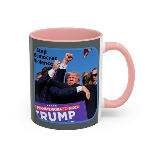 Stop Democrat Violence Grey Accent Mug by theGreenDragonTavern.shop