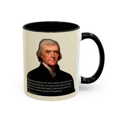 We hold these truths to be self-evident Parchment Yellow Accent Mug by theGreenDragonTavern.shop
