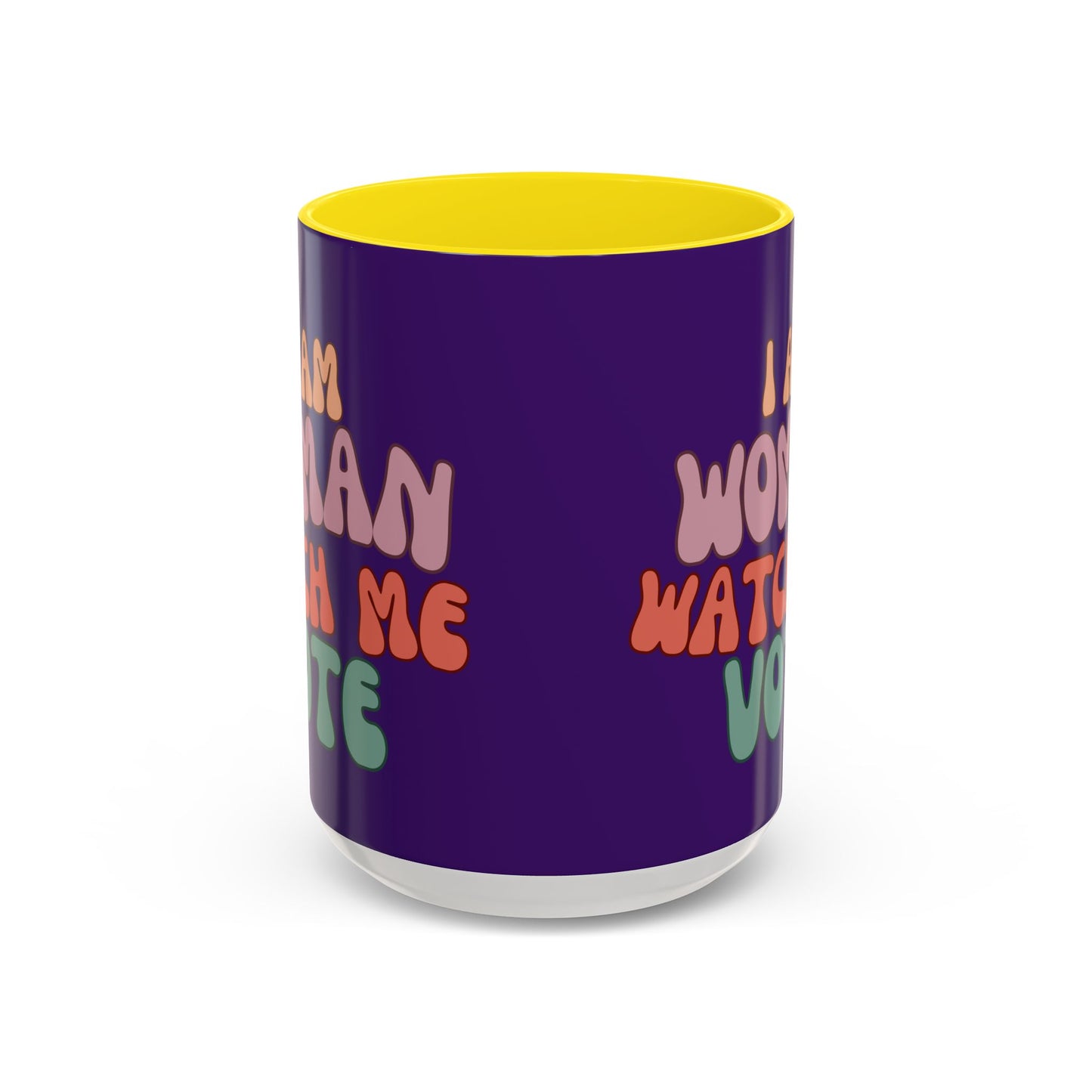 I Am Woman Watch Me Vote Dark Purple Accent Mug by theGreenDragonTavern.shop