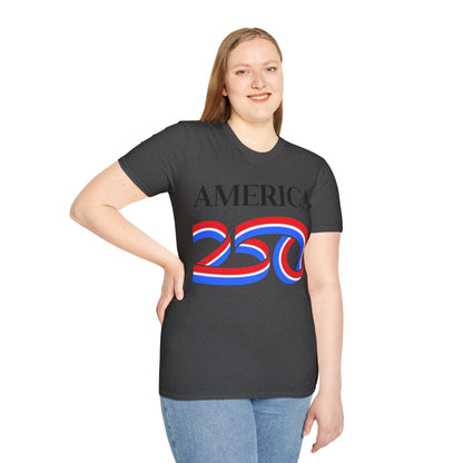America 250 Black font, Dark colors, Unisex T-Shirt by theGreenDragonTavern.shop