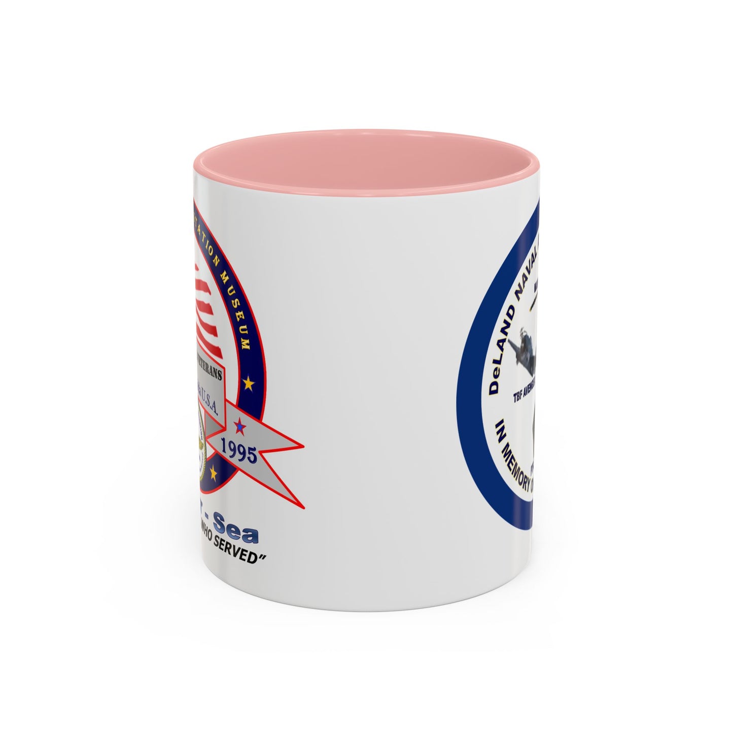 DNASM 2-sided, Founding & Student Art w/Navy Ring White Accent Mug by theGreenDragonTavern.shop