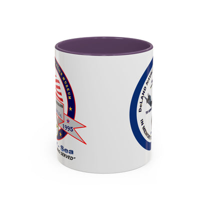 DNASM 2-sided, Founding & Student Art w/Navy Ring White Accent Mug by theGreenDragonTavern.shop
