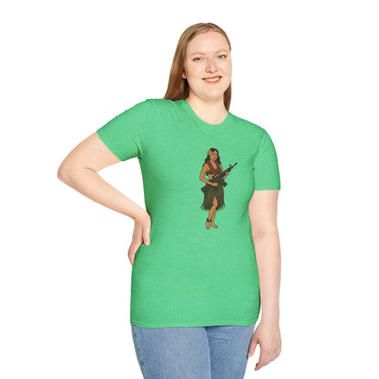 Hula Girl Packin' Heat Dark colors Unisex T-Shirt by theGreenDragonTavern.shop