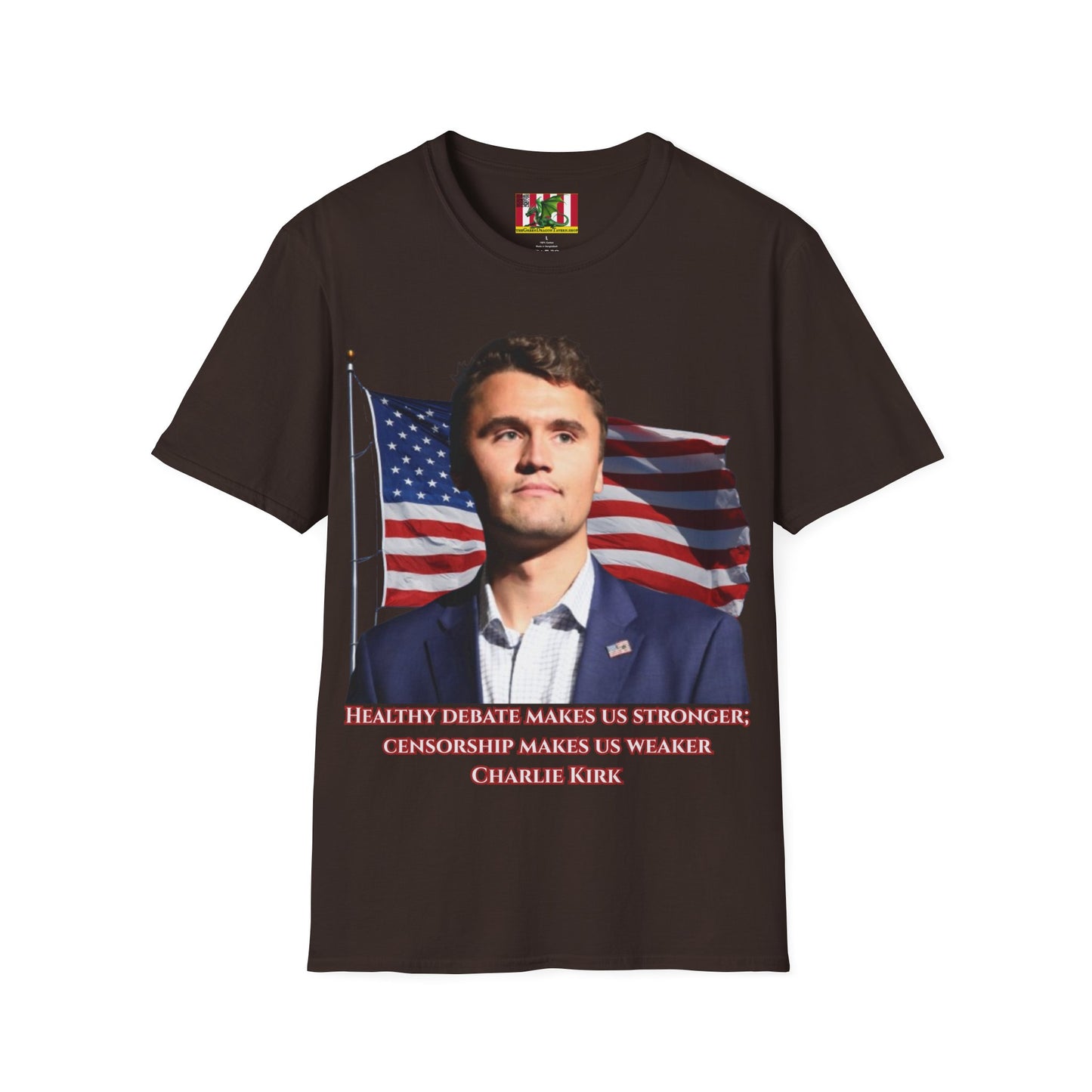 Charlie Kirk, Healthy Debate Dark colors Unisex T-Shirt by theGreenDragonTavern.shop