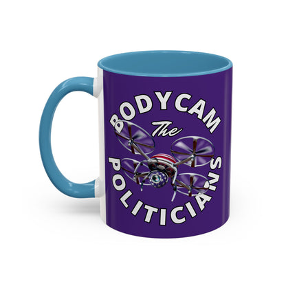 Bodycam the Politicians Drone Dark Purple Accent Mug by theGreenDragonTavern.shop