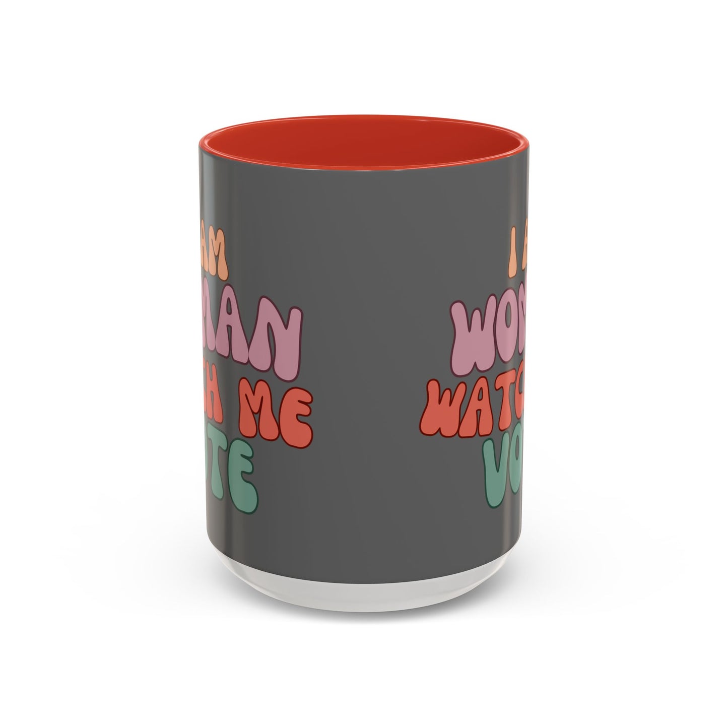 I Am Woman Watch Me Vote Grey Accent Mug by theGreenDragonTavern.shop